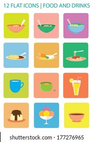 Flat Icons of Food and Drinks
