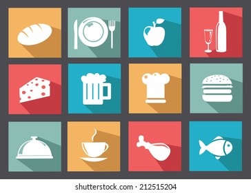 Flat icons for food and drinks