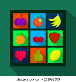 flat icons fruit