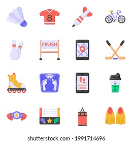 Flat Icons of Game Equipment 