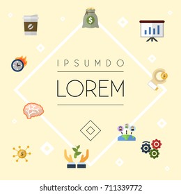 Flat Icons Gear, Break, Show And Other Vector Elements. Set Of Idea Flat Icons Symbols Also Includes Coin, Money, Thinking Objects.