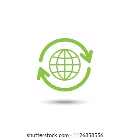 Flat icons of Global Recycle, vector illustration