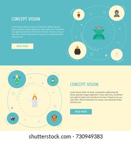 Flat Icons Goblin, Huge Man, Flying And Other Vector Elements. Set Of Character Flat Icons Symbols Also Includes Orc, Flying, Monster Objects.