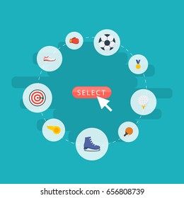 Flat Icons Golf, Table Tennis, Ice And Other Vector Elements. Set Of Sport Flat Icons Symbols Also Includes Boxing, Reward, Whistle Objects.