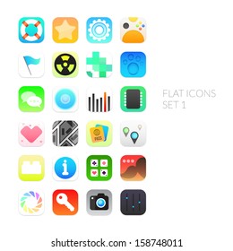 Flat icons gradient style with rounded corners, set 1