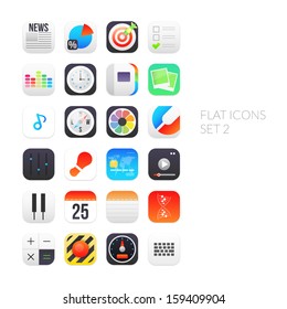 Flat icons gradient style with rounded corners, set 2