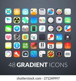 Flat icons gradient style with rounded corners, vector illustration