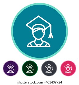 Flat icons graduated student for Web, Mobile and business
