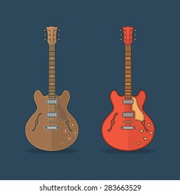 Flat icons of guitar. Vector flat illustration