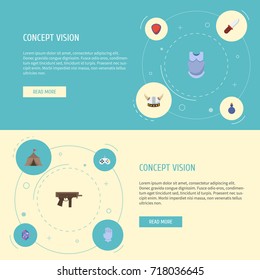 Flat Icons Gun, Gloves, Gem And Other Vector Elements. Set Of Game Flat Icons Symbols Also Includes Armor, Joystick, Gun Objects.