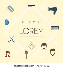 Flat Icons Hairstyle, Hairbrush, Blow-Dryer And Other Vector Elements. Set Of Barbershop Flat Icons Symbols Also Includes Hair, Shears, Reflector Objects.