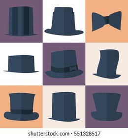 flat icons hat gentleman cylinder