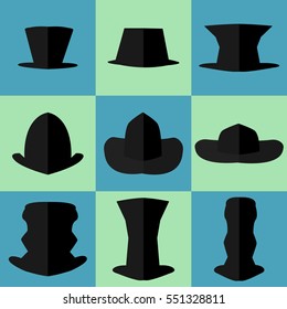flat icons hat gentleman cylinder