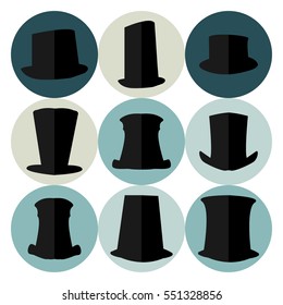 flat icons hat gentleman cylinder