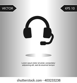 Flat icons headsets microphone for Web, Mobile and business