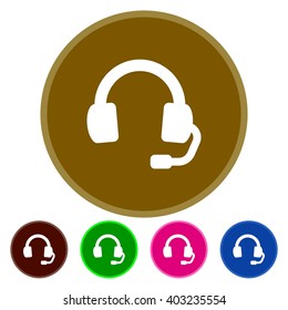 Flat icons headsets microphone for Web, Mobile and business