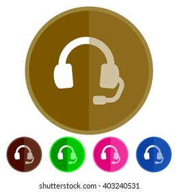 Flat icons headsets microphone for Web, Mobile and business