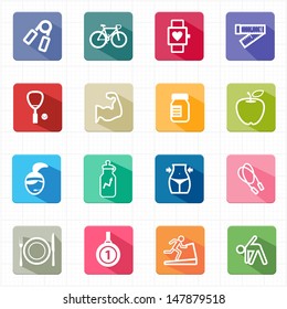 Flat icons healthcare fitness and white background