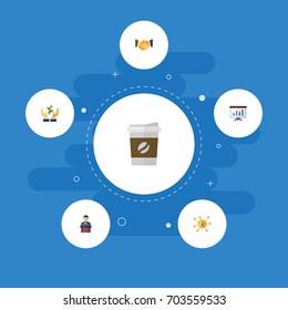 Flat Icons Help, Show, Businessman And Other Vector Elements. Set Of Startup Flat Icons Symbols Also Includes Partnership, Presentation, Businessman Objects.