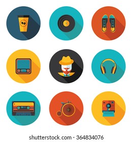 flat icons hipster in vector format eps10