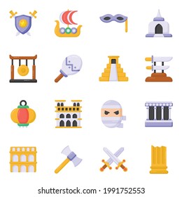 Flat Icons of History and War