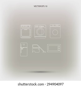 Flat  icons home appliances vector