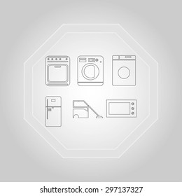 Flat  icons home appliances vector