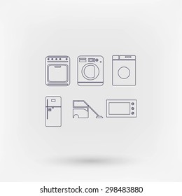 Flat  icons home appliances vector