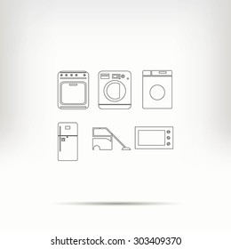 Flat  icons home appliances vector
