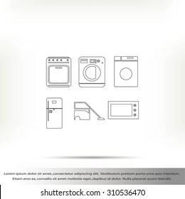 Flat  icons home appliances vector
