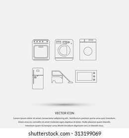 Flat  icons home appliances vector