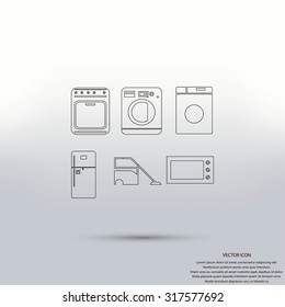 Flat  icons home appliances vector