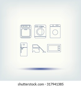 Flat  icons home appliances vector