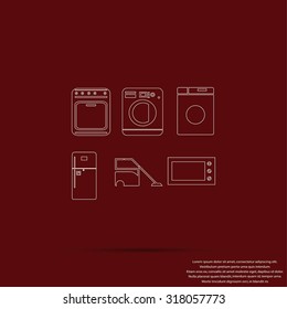 Flat  icons home appliances vector