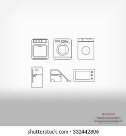 Flat  icons home appliances vector