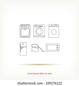 Flat  icons home appliances vector