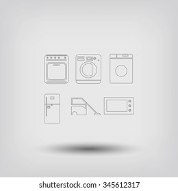 Flat  icons home appliances vector