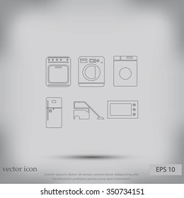Flat  icons home appliances vector
