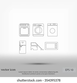 Flat  icons home appliances vector