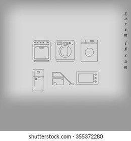 Flat  icons home appliances vector