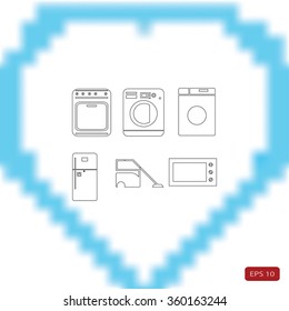 Flat  icons home appliances vector