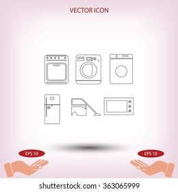 Flat  icons home appliances vector