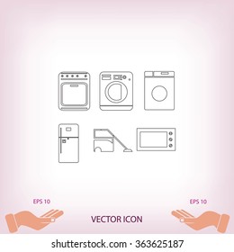 Flat  icons home appliances vector
