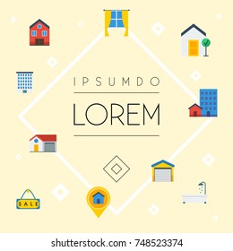Flat Icons Home, Depot, Buildings And Other Vector Elements. Set Of Immovable Flat Icons Symbols Also Includes Home, Window, Options Objects.