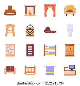 Flat Icons of Home Interior

