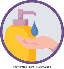 iconos planos cómo protegerse a sí mismo y a otros del virus, reglas para visitar tiendas, lugares públicos, coronavirus cómo protegerse, icono del jabón con la mano