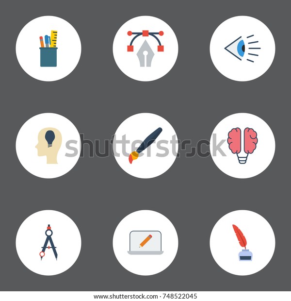 Flat Icons Idea, Eye, Bulb And Other Vector\
Elements. Set Of Original Flat Icons Symbols Also Includes\
Dividers, See, Draw\
Objects.
