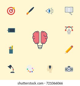 Flat Icons Idea, Eye, Gadget And Other Vector Elements. Set Of Original Flat Icons Symbols Also Includes Tools, See, Graphic Objects.