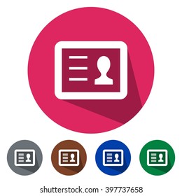 Flat icons identity card for Web, Mobile and business