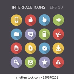 Flat icons for interface. Vector eps10 contains objects with transparency.